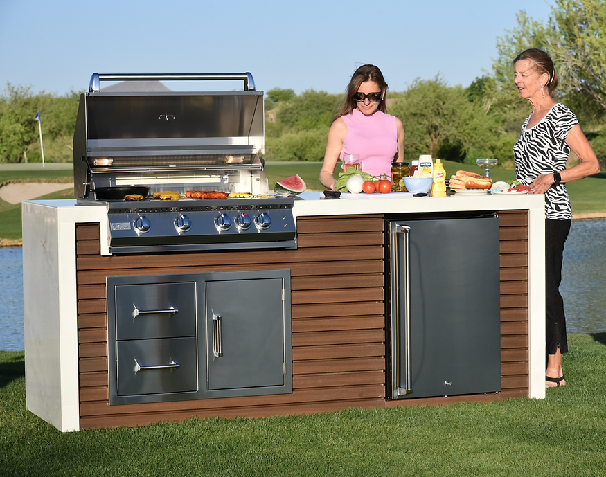 KoKoMo Outdoor Kitchen Island with Waterfall Edge