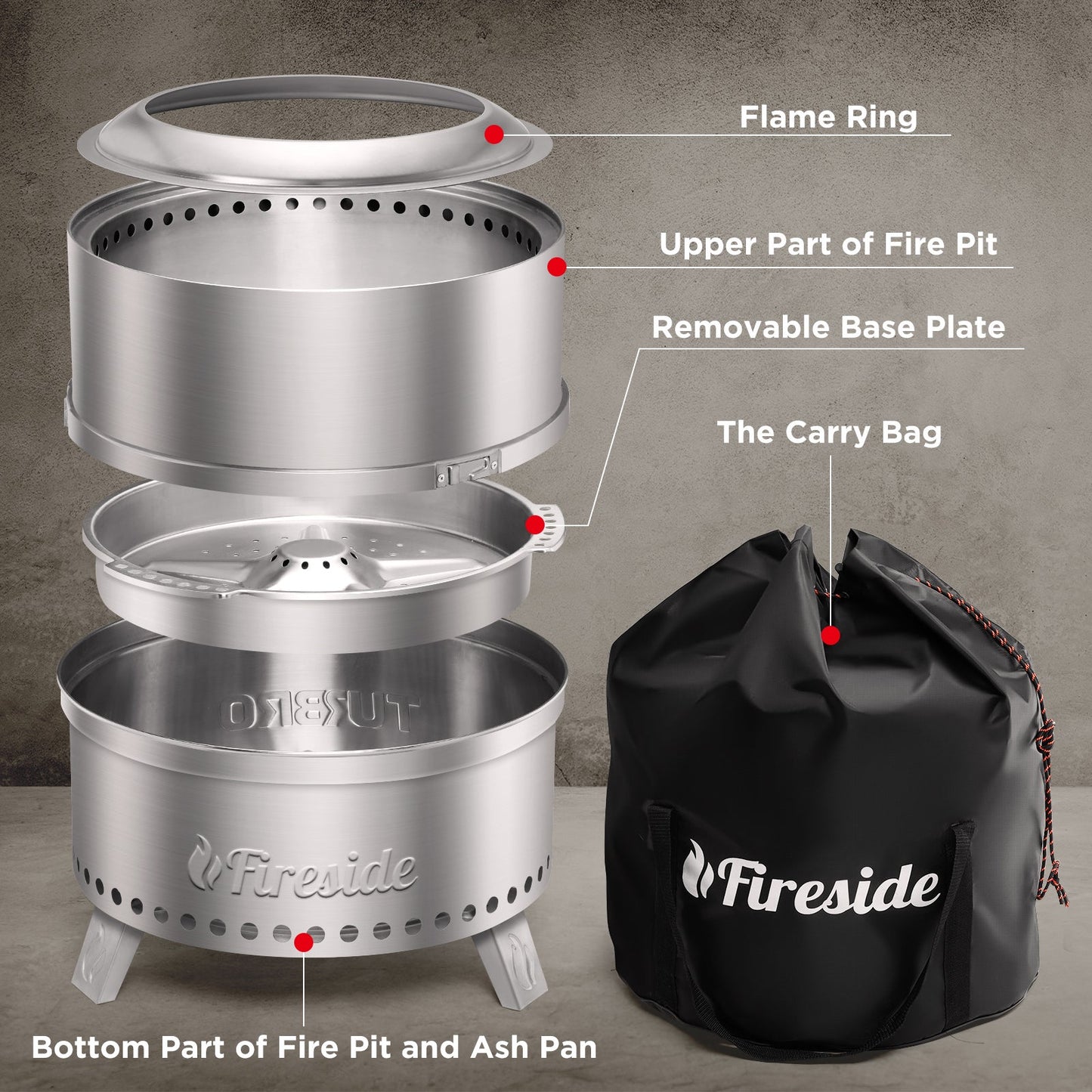 Pluto R19-SS Smokeless Outdoor Fire Pit