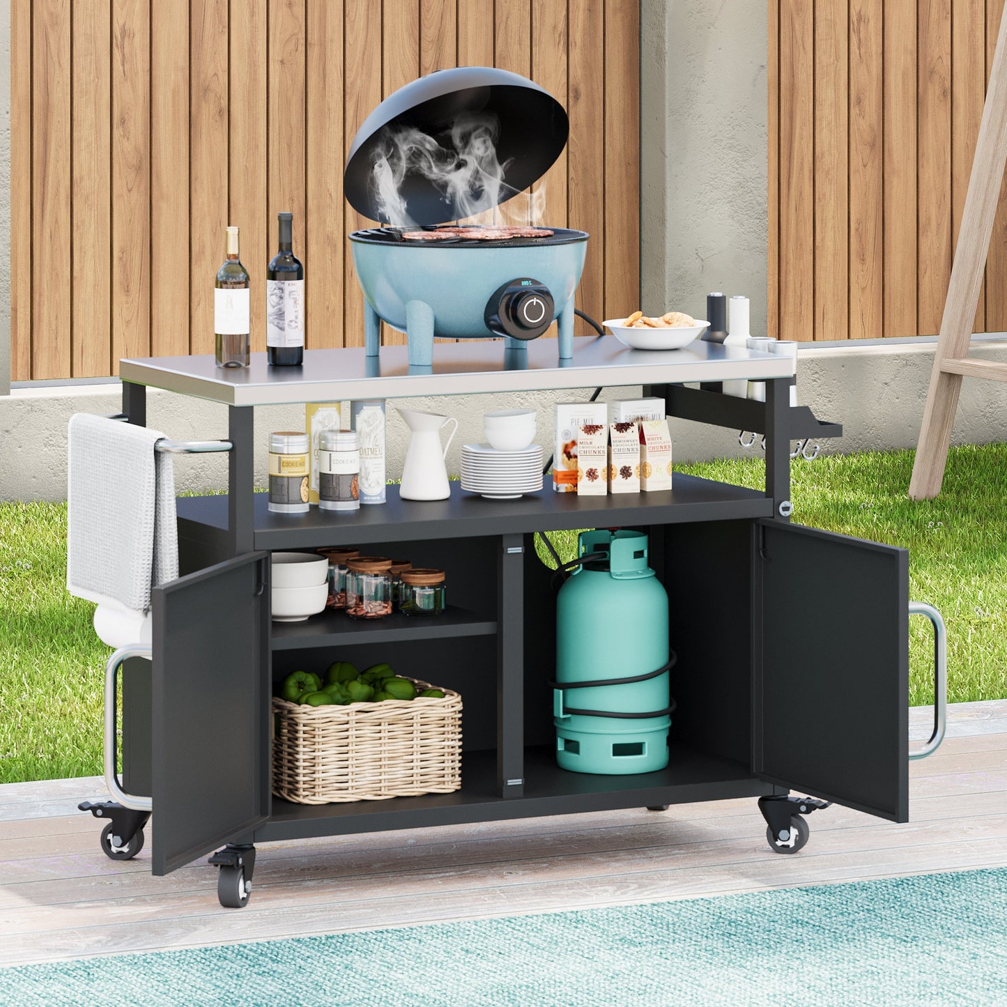 K&K 54.5" Stainless Steel Prep Station