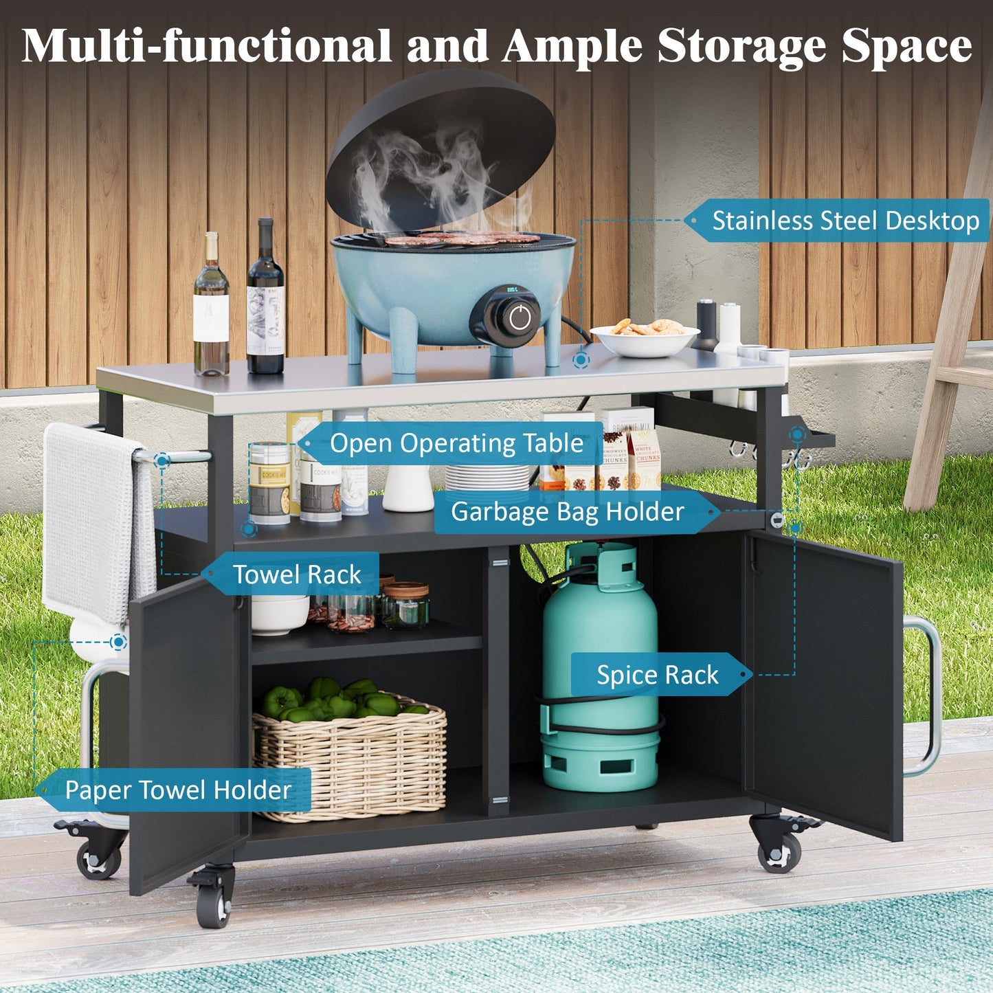 K&K 54.5" Stainless Steel Prep Station