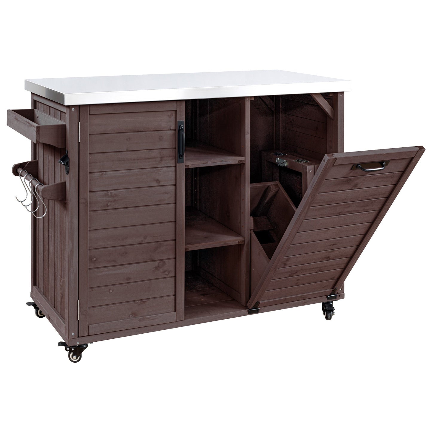 K&K 78" Grand Prep Station with Foldable Grill Table