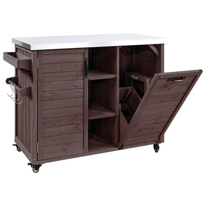 K&K 78" Grand Prep Station with Foldable Grill Table