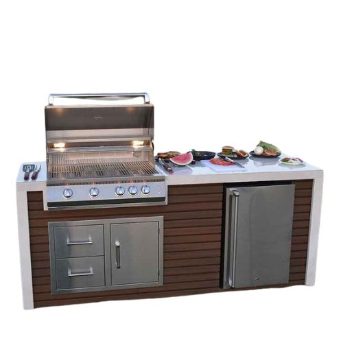 KoKoMo Outdoor Kitchen Island with Waterfall Edge