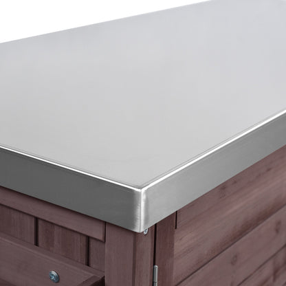 K&K 78" Grand Prep Station with Foldable Grill Table
