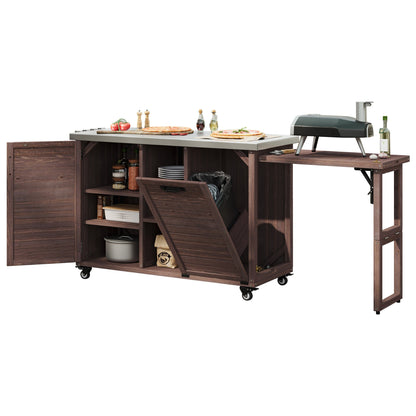K&K 78" Grand Prep Station with Foldable Grill Table