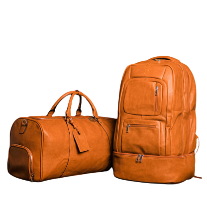Brown Tumbled Leather Signature Bag Set