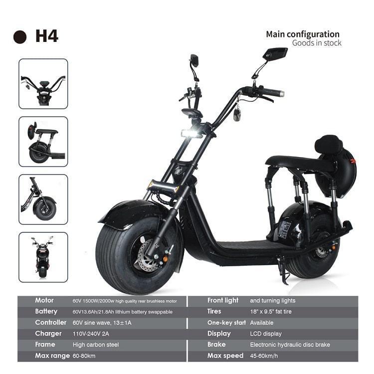 Warrior 2000W Fat Tire Electric Scooter (60V Lithium)
