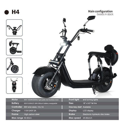 Warrior 2000W Fat Tire Electric Scooter (60V Lithium)