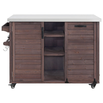 K&K 78" Grand Prep Station with Foldable Grill Table