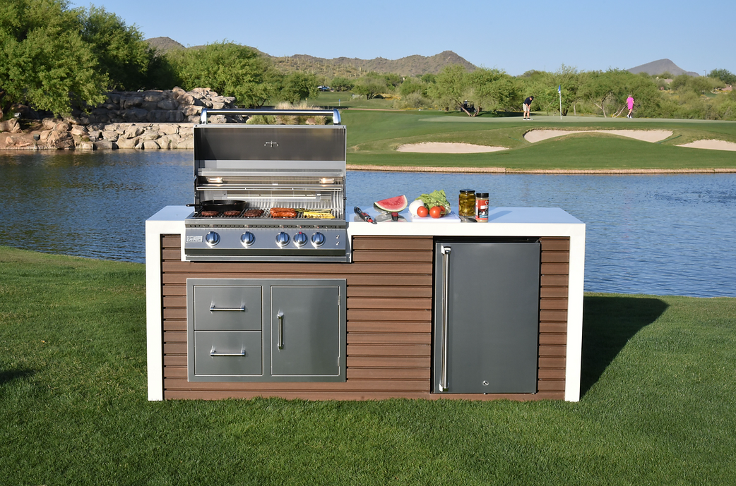 KoKoMo Outdoor Kitchen Island with Waterfall Edge
