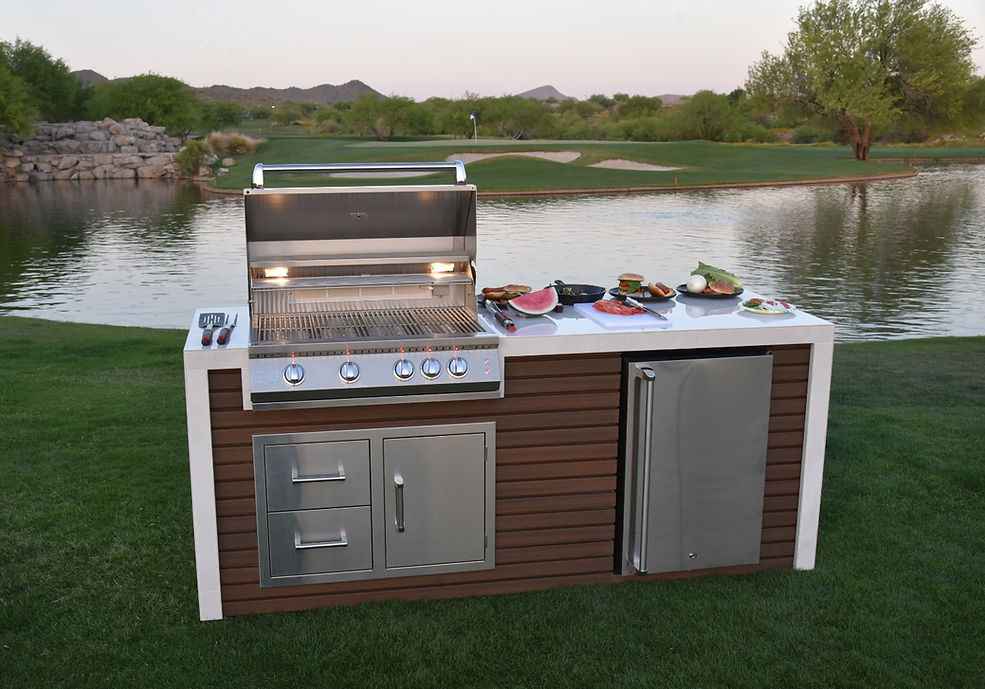 KoKoMo Outdoor Kitchen Island with Waterfall Edge