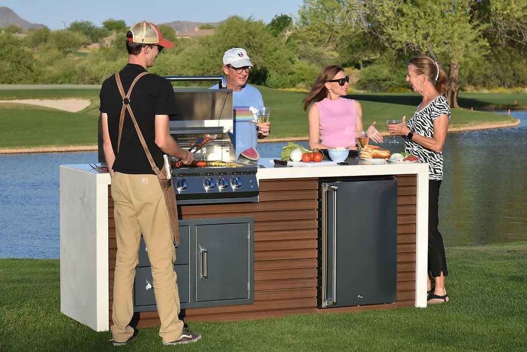KoKoMo Outdoor Kitchen Island with Waterfall Edge