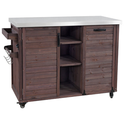 K&K 78" Grand Prep Station with Foldable Grill Table