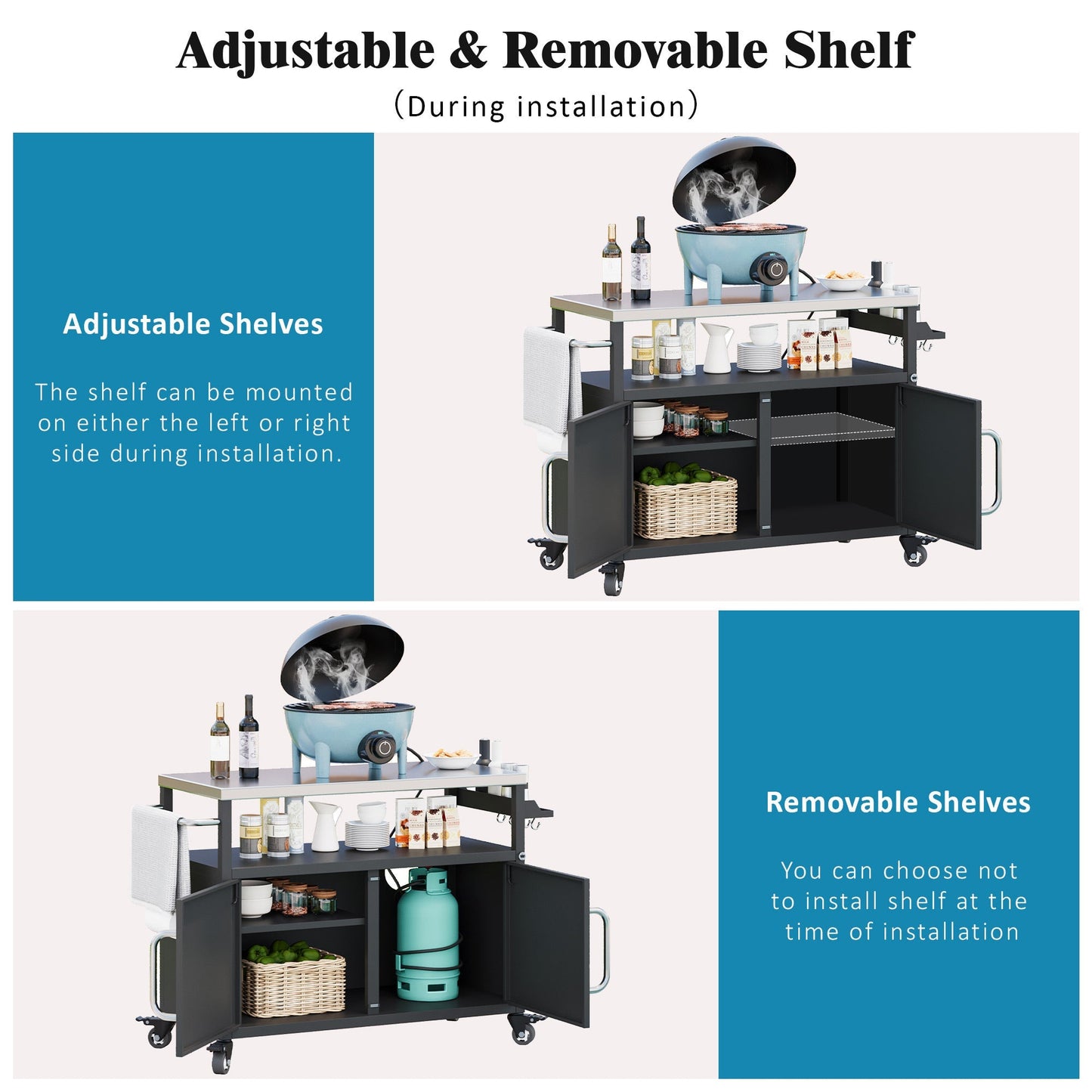 K&K 54.5" Stainless Steel Prep Station
