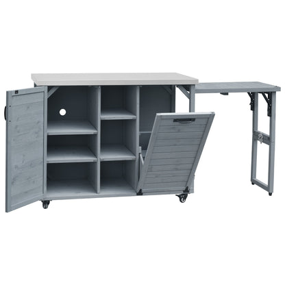 K&K 78.3' Outdoor Kitchen Island with Foldable Grill Table