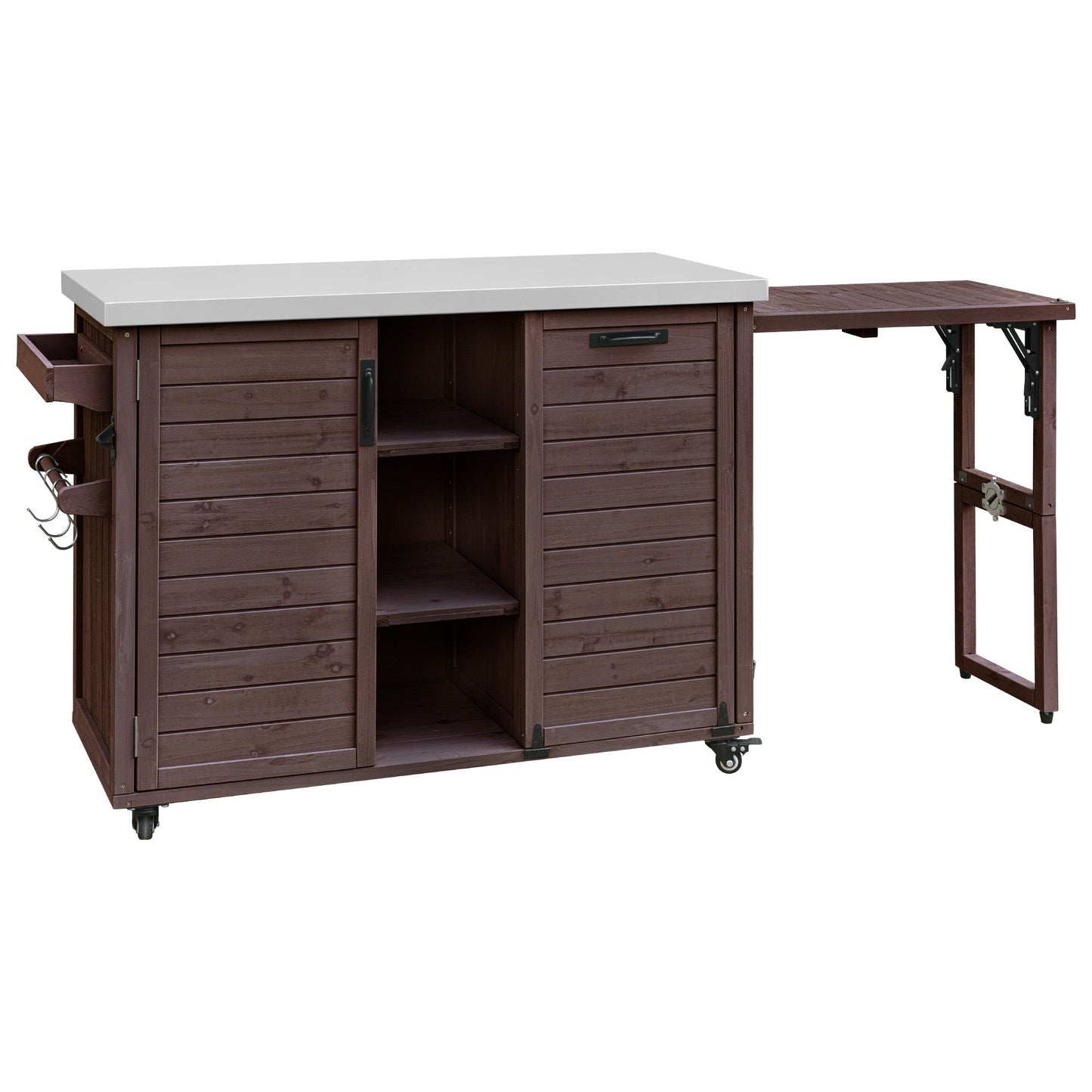 K&K 78" Grand Prep Station with Foldable Grill Table