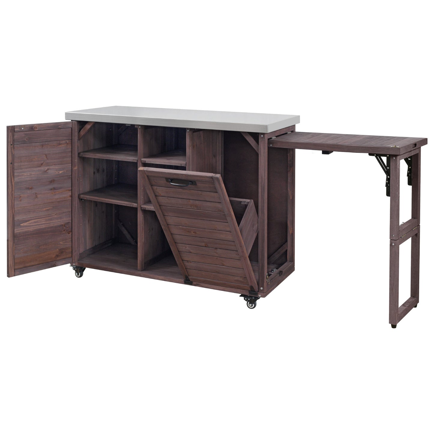 K&K 78" Grand Prep Station with Foldable Grill Table
