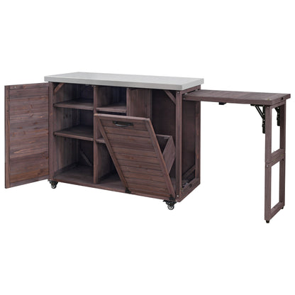 K&K 78" Grand Prep Station with Foldable Grill Table