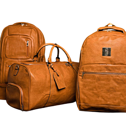 Brown Tumbled Leather 3 Bag Set