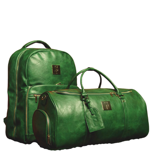 Emerald Green Leather 2 Bag Set