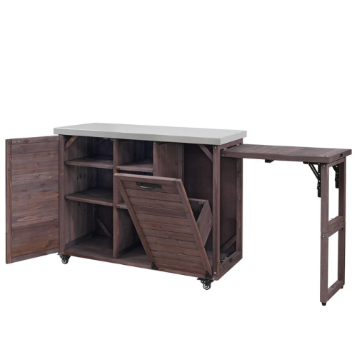 K&K 78" Grand Prep Station with Foldable Grill Table
