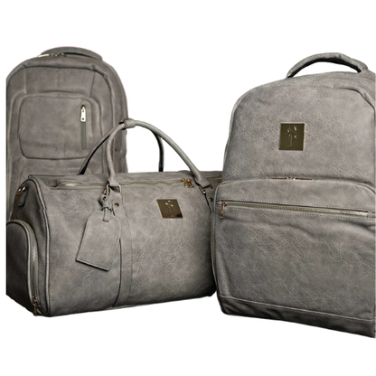 Grey Tumbled Luciano Leather 3 Bag Set