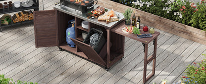 K&K 78" Grand Prep Station with Foldable Grill Table