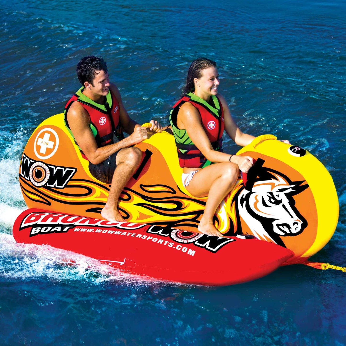 WOW Sports Bronco Boat 2 Person Towable Water Tube For Pool and Lake (14-1050)
