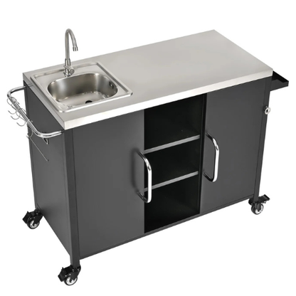 K&K 55.5" Outdoor Kitchen Island with Sink