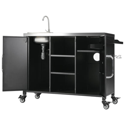 K&K 55.5" Outdoor Kitchen Island with Sink