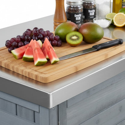 K&K 78.3' Outdoor Kitchen Island with Foldable Grill Table