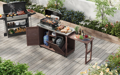 K&K 78" Grand Prep Station with Foldable Grill Table