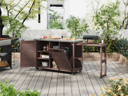 K&K 78" Grand Prep Station with Foldable Grill Table