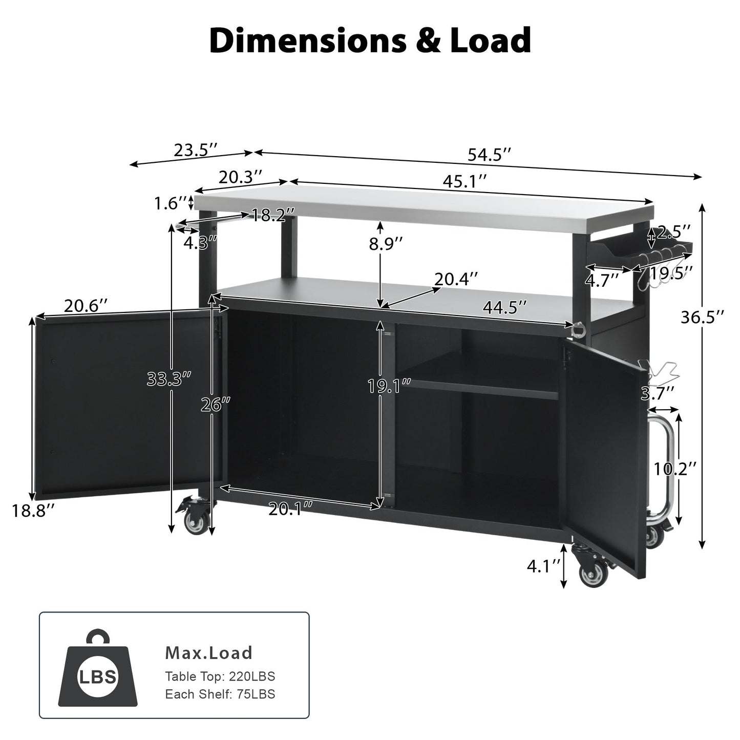 K&K 54.5" Stainless Steel Prep Station