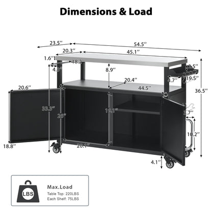 K&K 54.5" Stainless Steel Prep Station