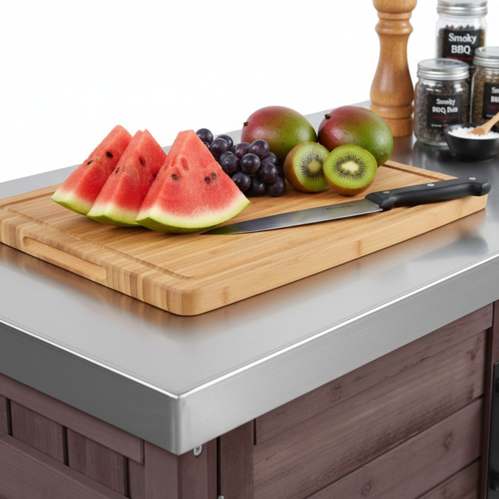 K&K 78" Grand Prep Station with Foldable Grill Table