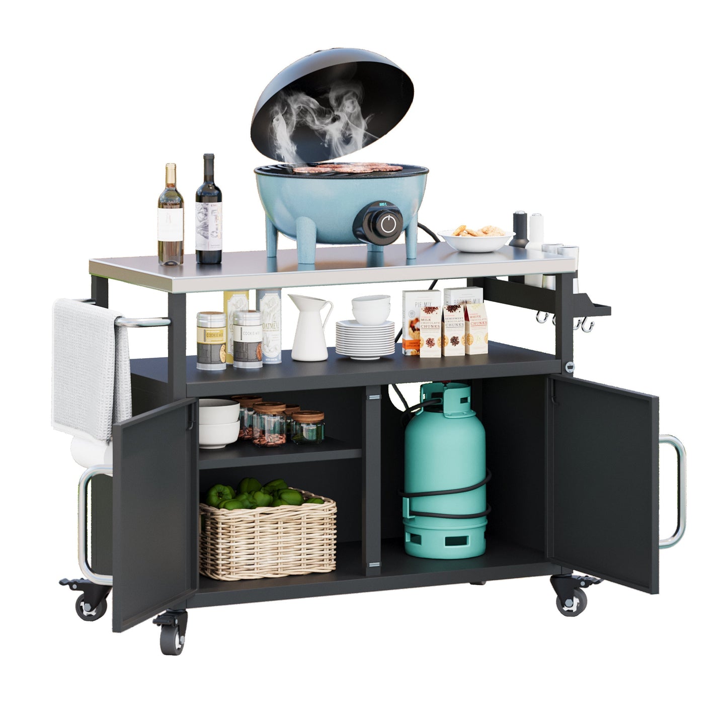 K&K 54.5" Stainless Steel Prep Station