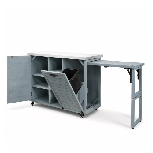 K&K 78.3' Outdoor Kitchen Island with Foldable Grill Table