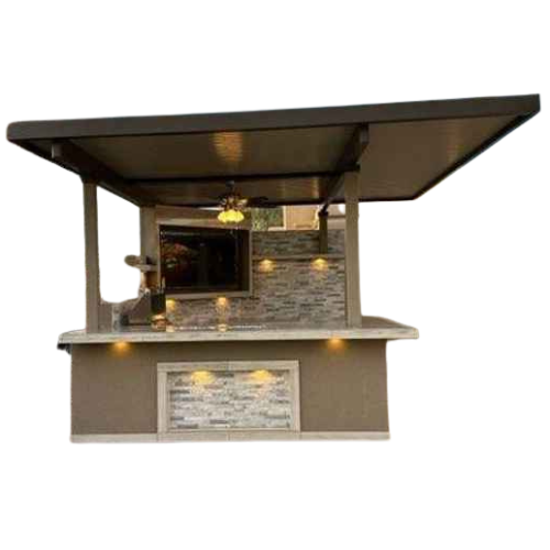 KoKoMo Bermuda Kitchen BBQ Island with Built-In TV, Fire Pit & Bar for Ultimate Outdoor Entertaining