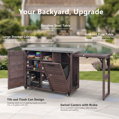 K&K 78" Grand Prep Station with Foldable Grill Table