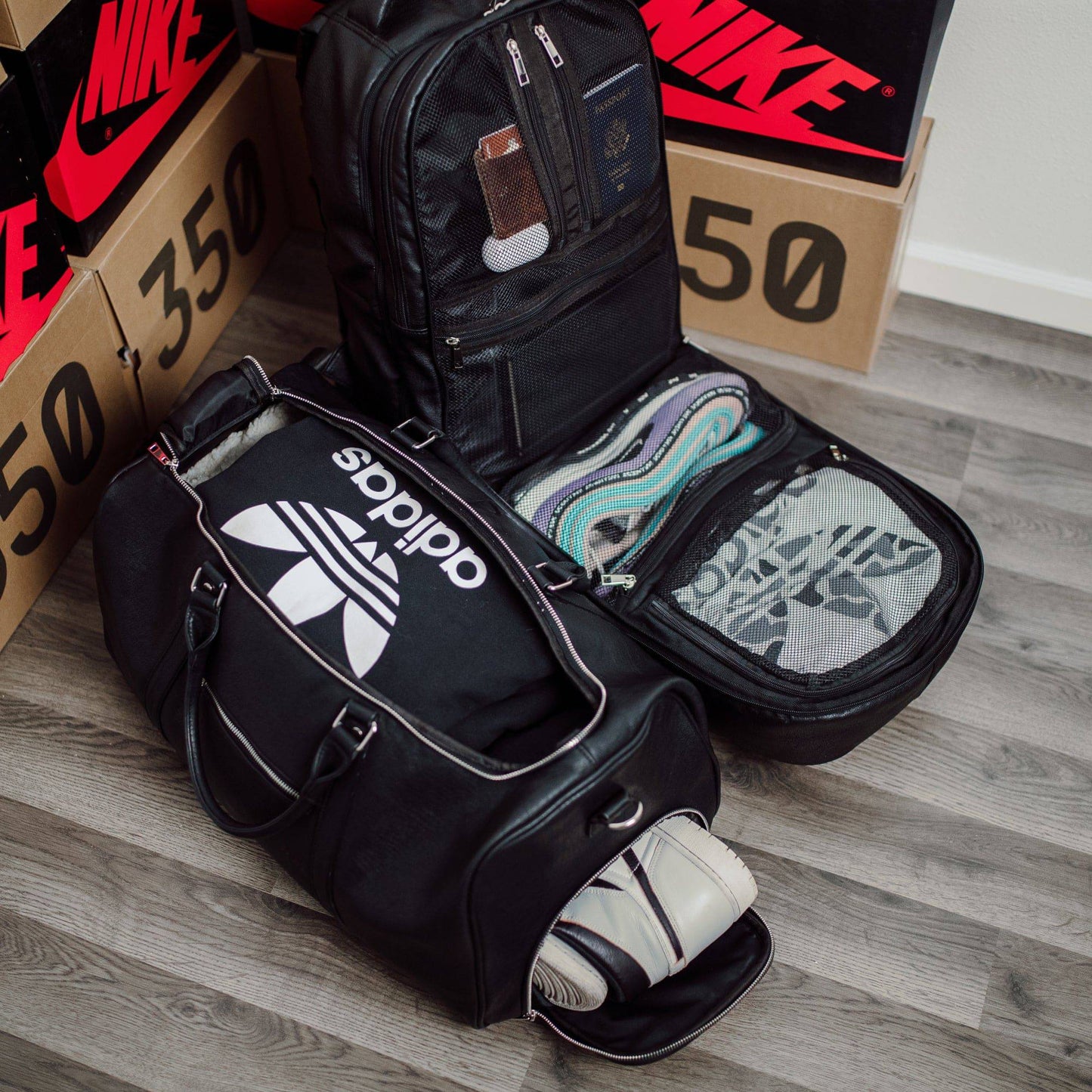 Black Leather Signature Bag Set