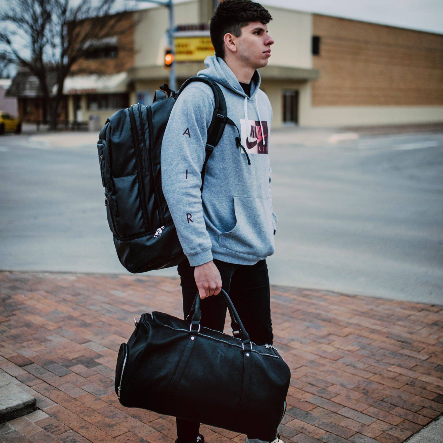 Black Leather Signature Bag Set
