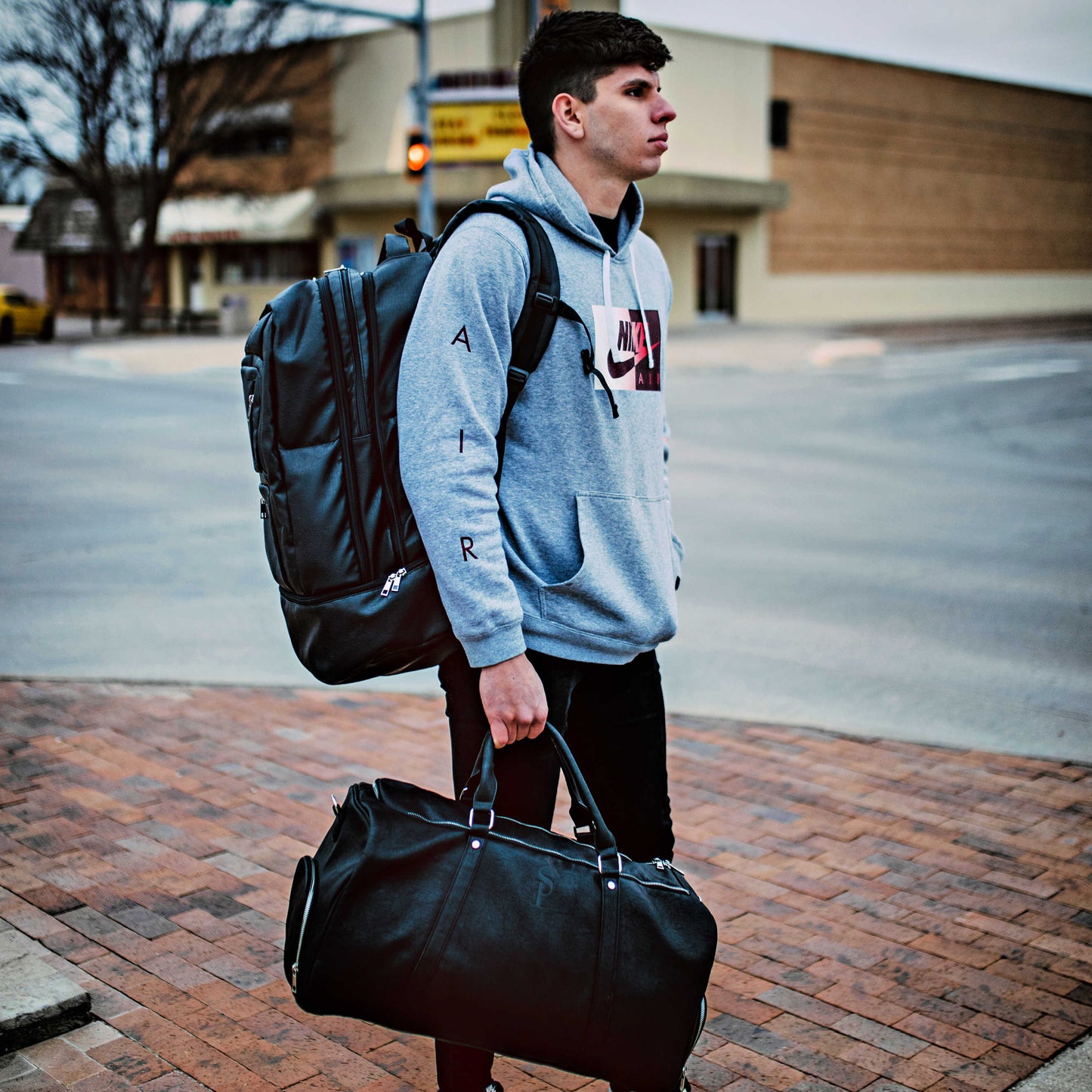 Black Leather XL Signature Bag Set