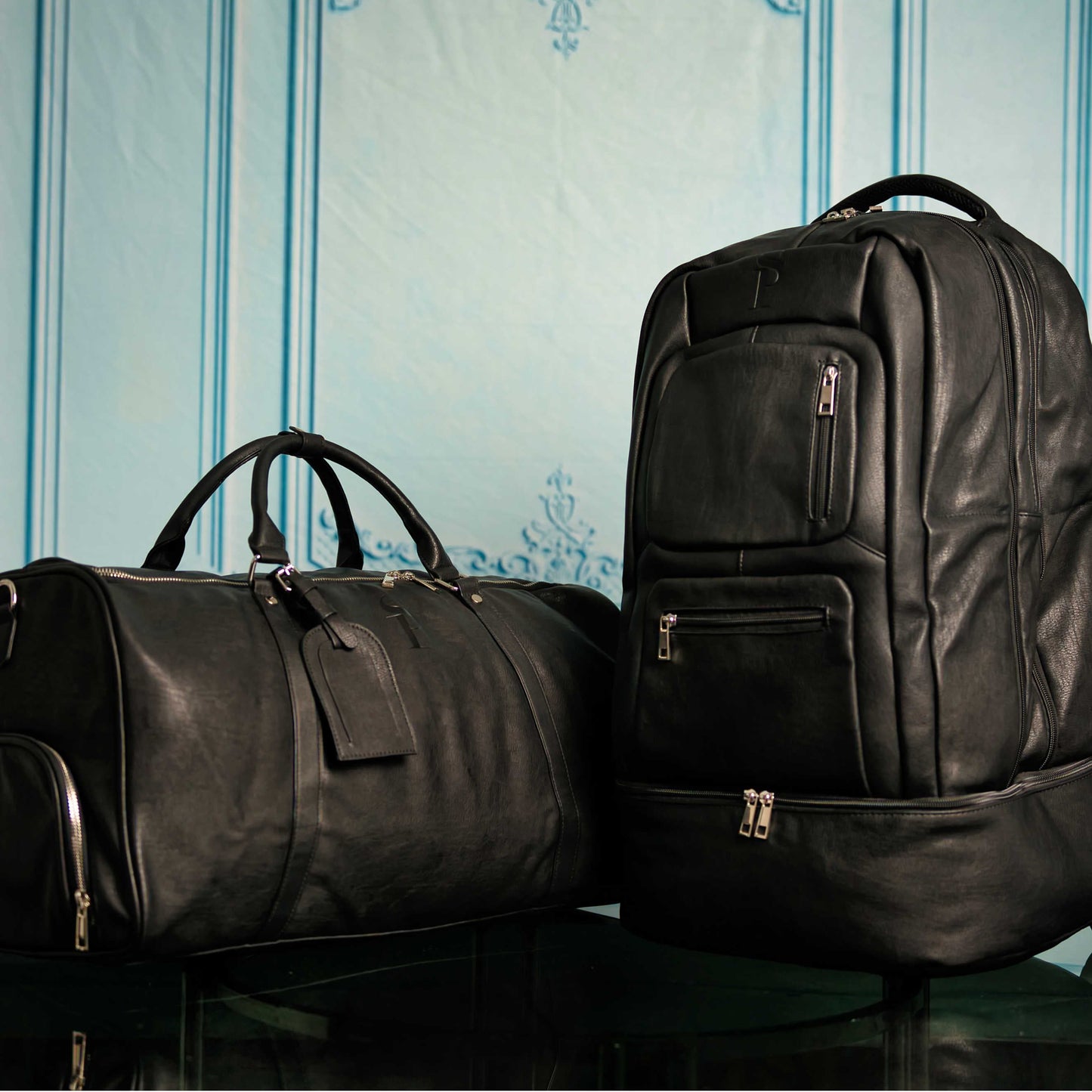 Black Leather XL Signature Bag Set
