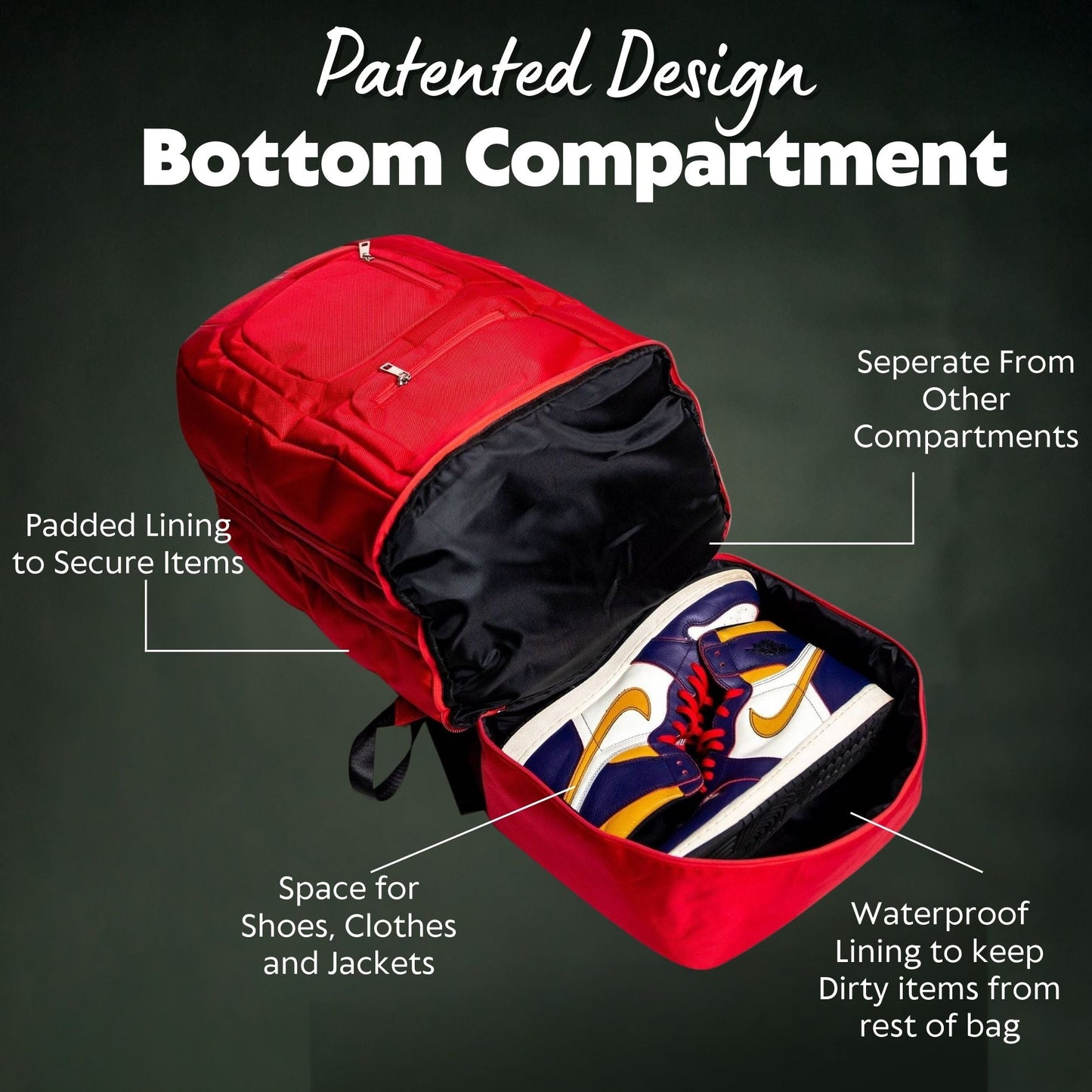Red Leather Luxury Carry-On Patented Backpack