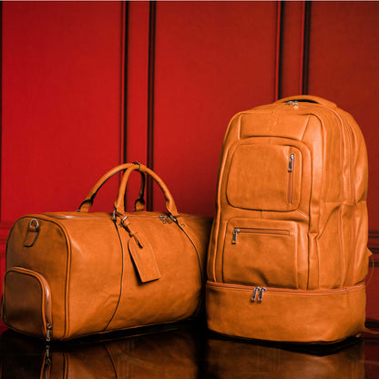 Brown Tumbled Leather Signature Bag Set
