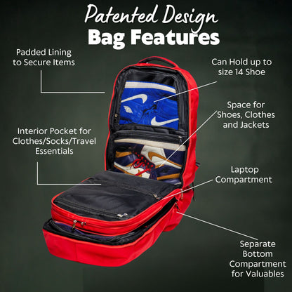 Red Leather Luxury Carry-On Patented Backpack