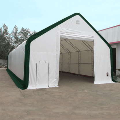 W40'xL80'xH21' Double Truss Storage Shelter, 10' Truss Spacing