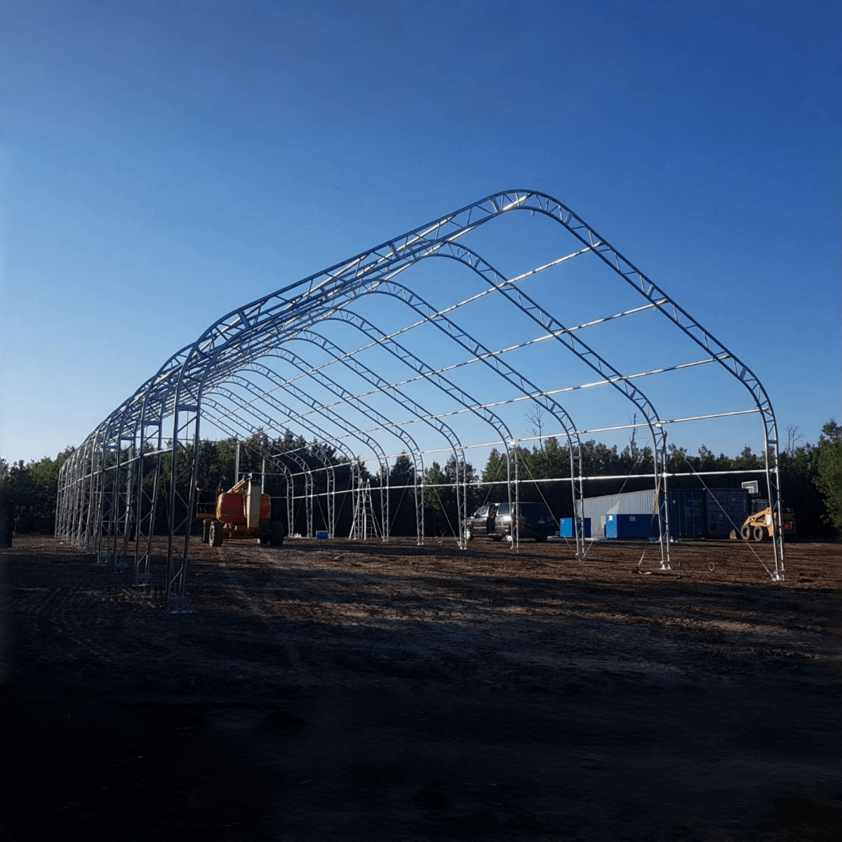 W40'xL80'xH21' Double Truss Storage Shelter, 10' Truss Spacing