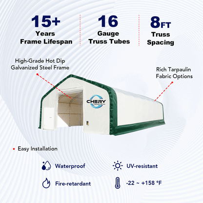 W40'xL80'xH23' Double Truss Storage Shelter